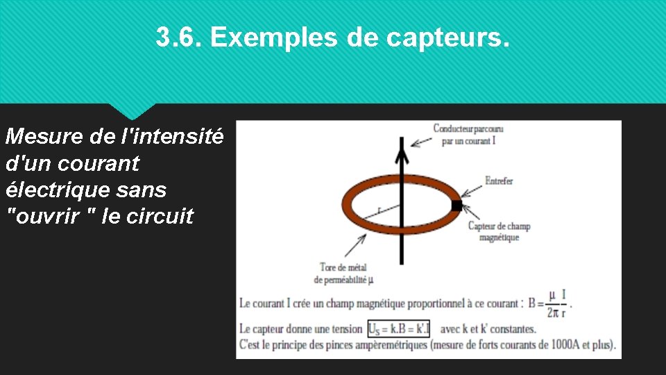 3. 6. Exemples de capteurs. Mesure de l'intensité d'un courant électrique sans "ouvrir "