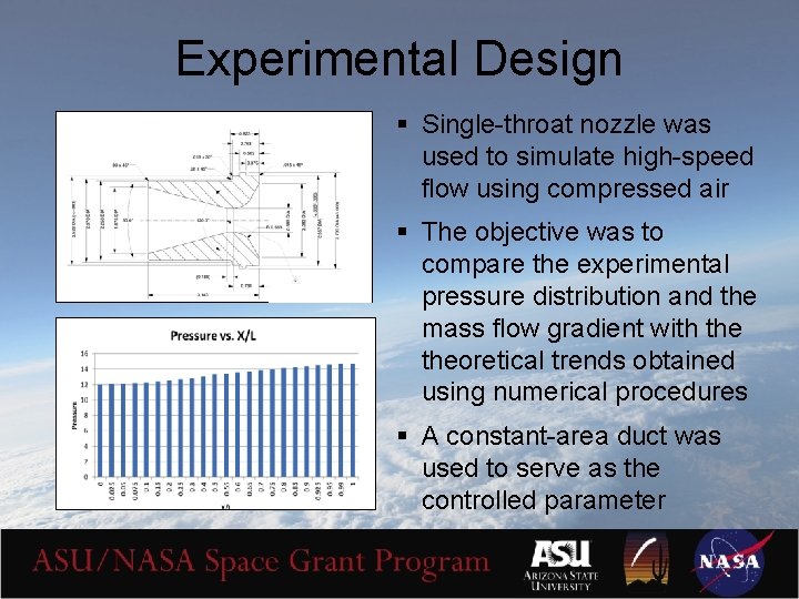 Experimental Design § Single-throat nozzle was used to simulate high-speed flow using compressed air