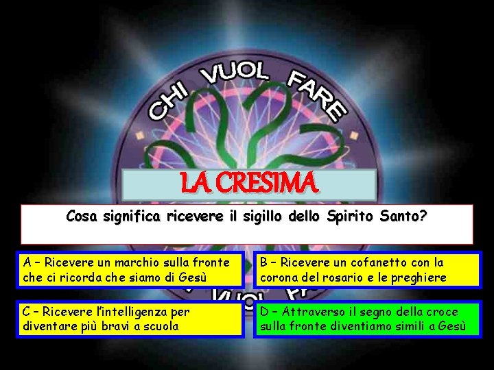 LA CRESIMA Cosa significa ricevere il sigillo dello Spirito Santo? A – Ricevere un LA CRESIMA Cosa significa ricevere il sigillo dello Spirito Santo? A – Ricevere un