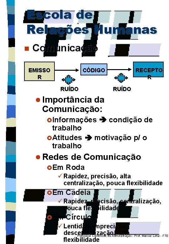 Escola de Relações Humanas n Comunicação EMISSO R CÓDIGO RUÍDO RECEPTO R RUÍDO l