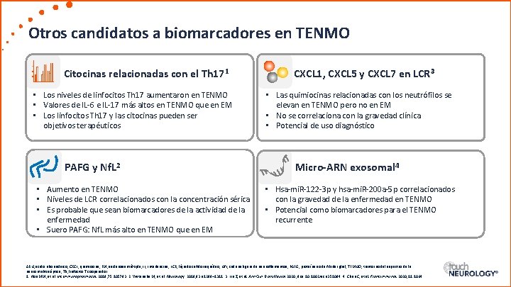 Otros candidatos a biomarcadores en TENMO Citocinas relacionadas con el Th 171 • Los