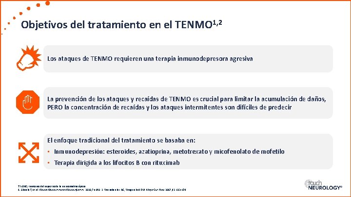 Objetivos del tratamiento en el TENMO 1, 2 Los ataques de TENMO requieren una
