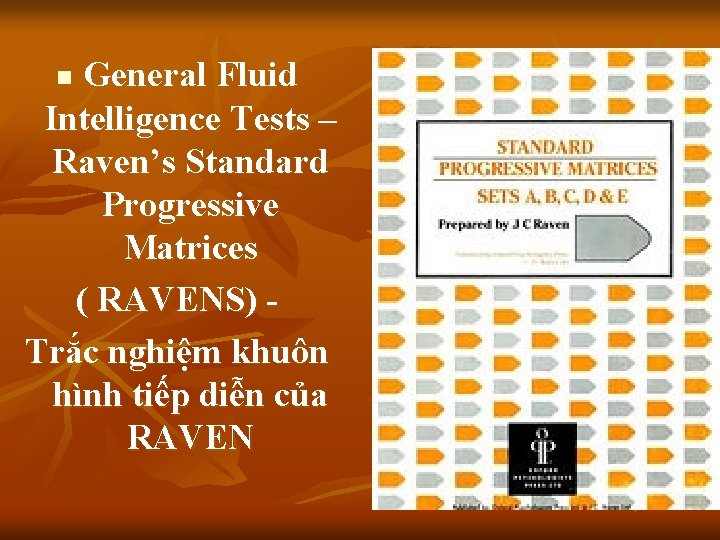 General Fluid Intelligence Tests – Raven’s Standard Progressive Matrices ( RAVENS) Trắc nghiệm khuôn