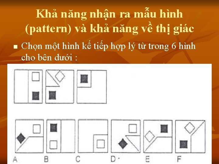 Khả năng nhận ra mẫu hình (pattern) và khả năng về thị giác n