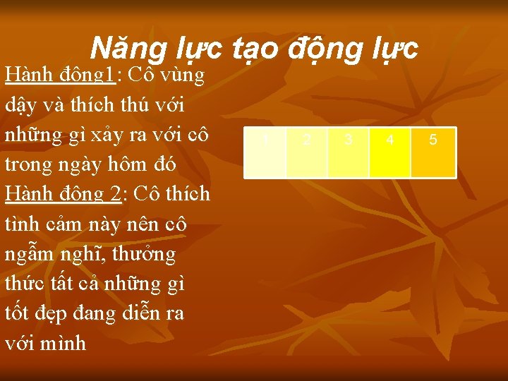 Năng lực tạo động lực Hành động 1: Cô vùng dậy và thích thú