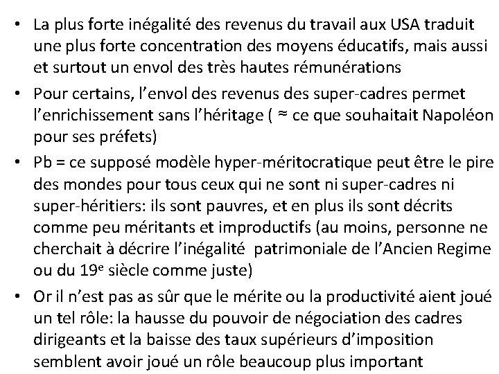  • La plus forte inégalité des revenus du travail aux USA traduit une