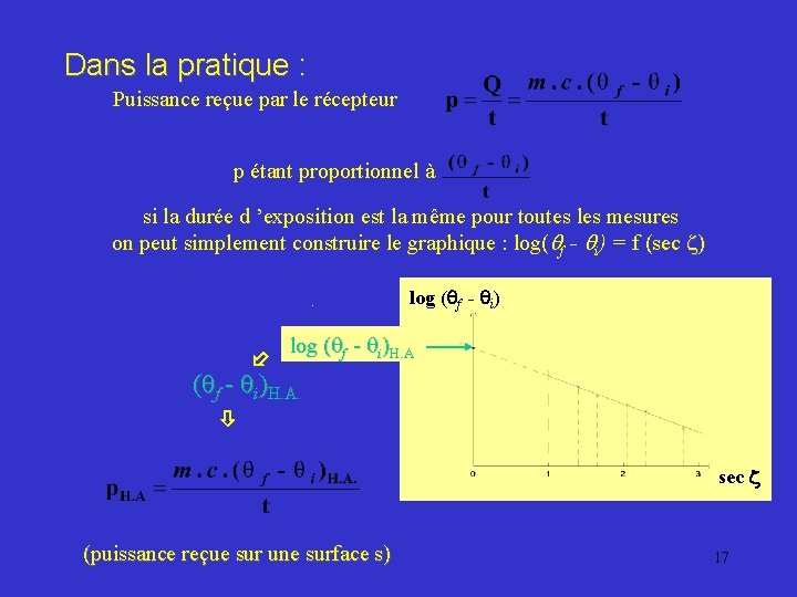 Dans la pratique : Puissance reçue par le récepteur p étant proportionnel à si