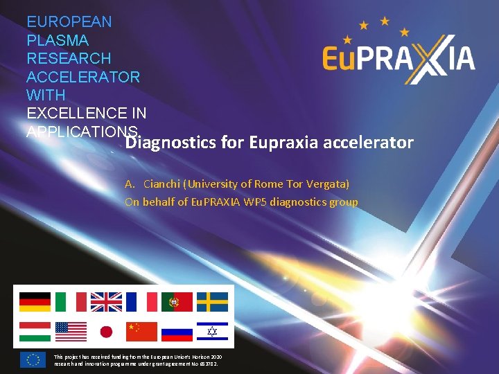 EUROPEAN PLASMA RESEARCH ACCELERATOR WITH EXCELLENCE IN APPLICATIONS Diagnostics for Eupraxia accelerator A. Cianchi