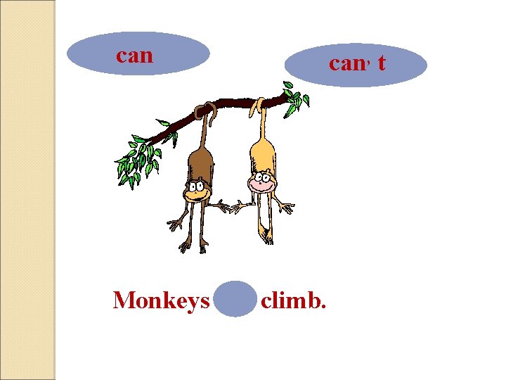 can Monkeys can climb. can, t 