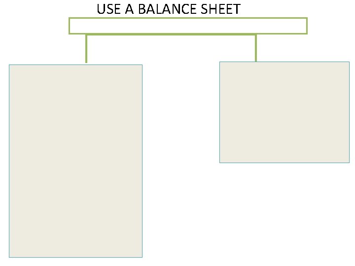 USE A BALANCE SHEET 