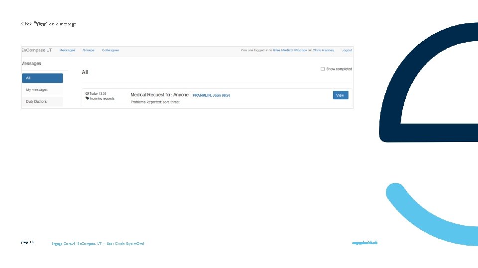 Click “View” on a message page 16 Engage Consult En. Compass LT – User