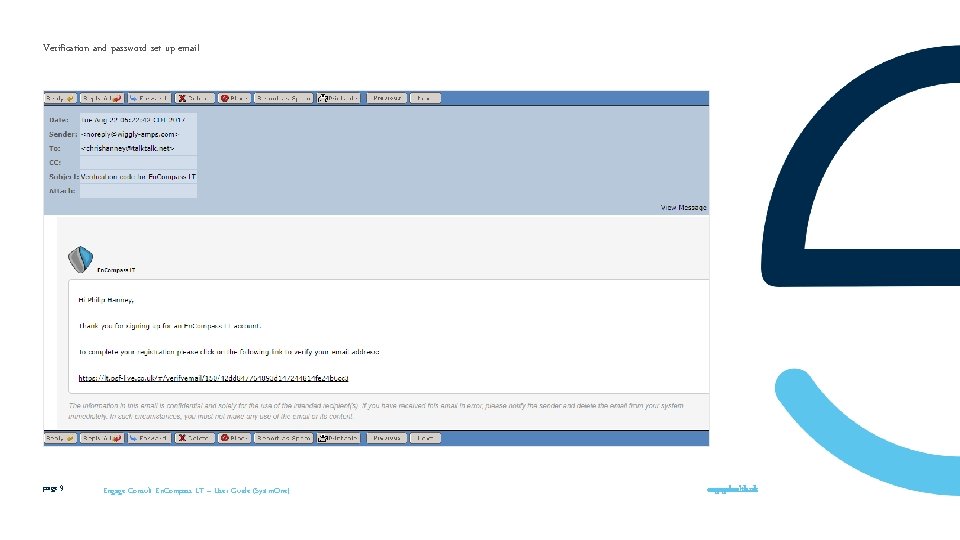 Verification and password set up email page 9 Engage Consult En. Compass LT –