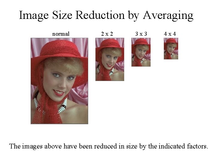 Image Size Reduction by Averaging normal 2 x 2 3 x 3 4 x