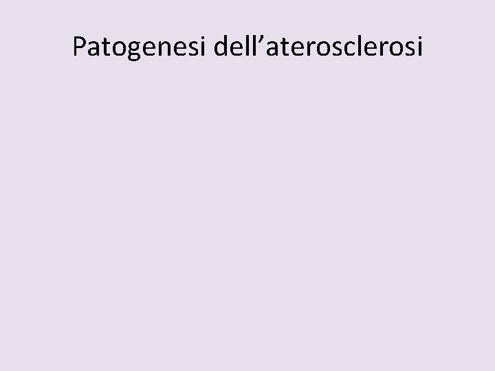 Patogenesi dell’aterosclerosi 