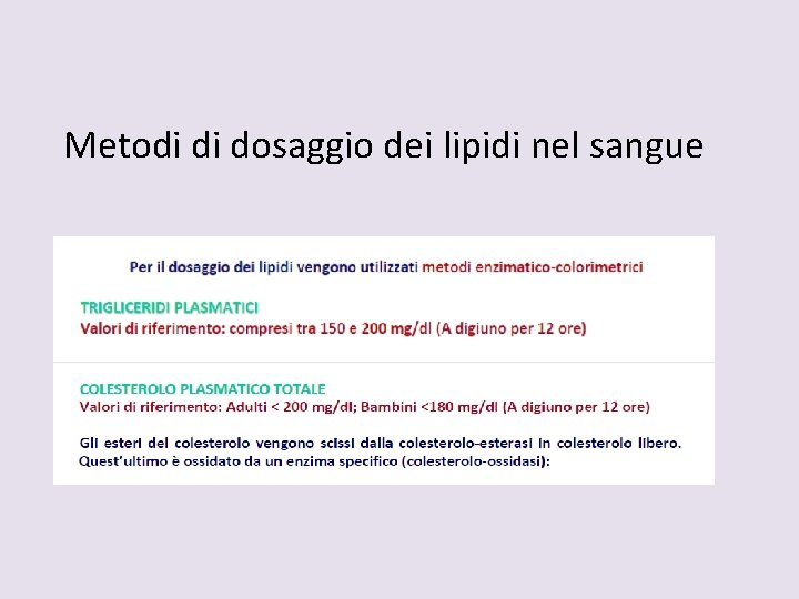 Metodi di dosaggio dei lipidi nel sangue 