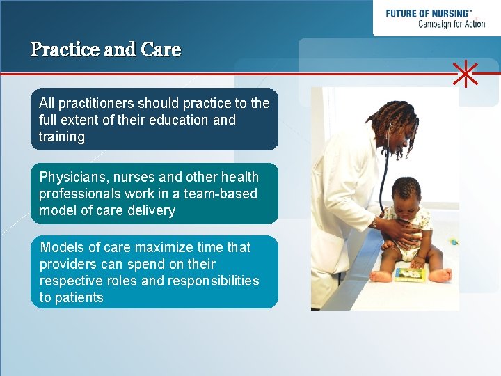 Practice and Care All practitioners should practice to the full extent of their education