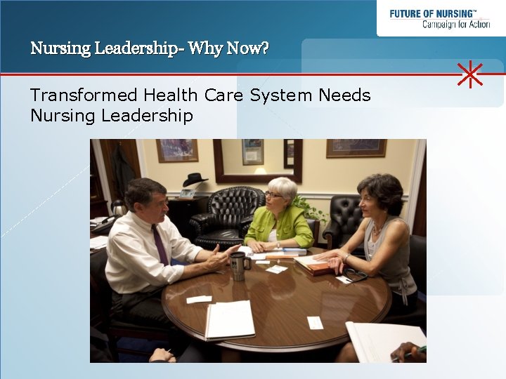 Nursing Leadership- Why Now? Transformed Health Care System Needs Nursing Leadership 