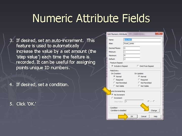 Numeric Attribute Fields 3. If desired, set an auto-increment. This feature is used to