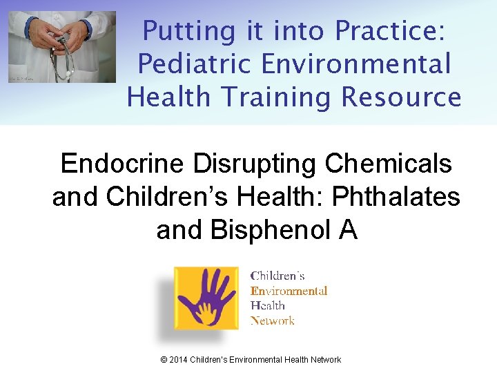 Alex E. Proimos Putting it into Practice: Pediatric Environmental Health Training Resource Endocrine Disrupting