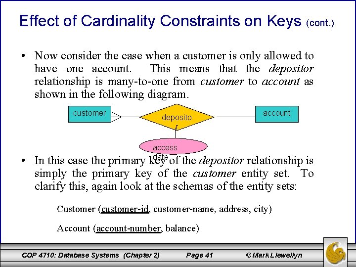 Effect of Cardinality Constraints on Keys (cont. ) • Now consider the case when