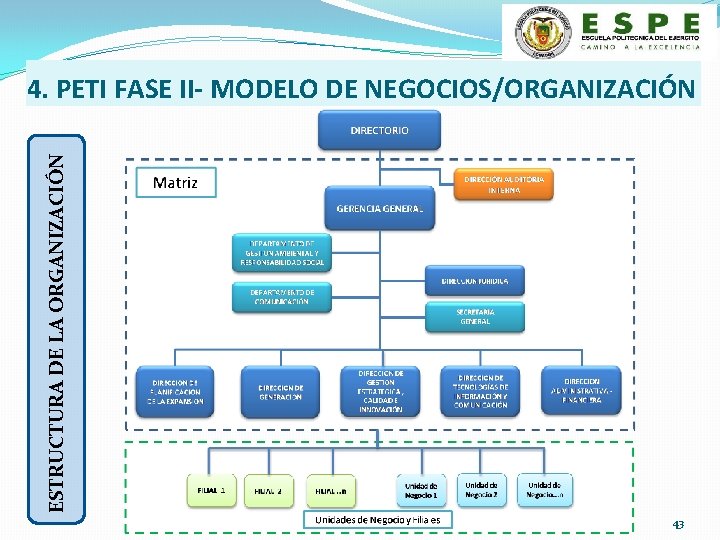 ESTRUCTURA DE LA ORGANIZACIÓN 4. PETI FASE II- MODELO DE NEGOCIOS/ORGANIZACIÓN 43 