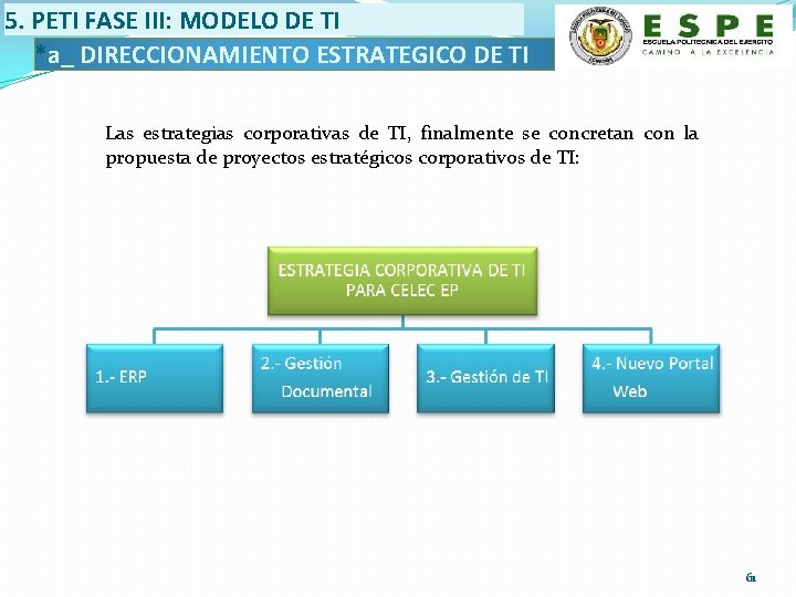 5. PETI FASE III: MODELO DE TI *a_ DIRECCIONAMIENTO ESTRATEGICO DE TI Las estrategias