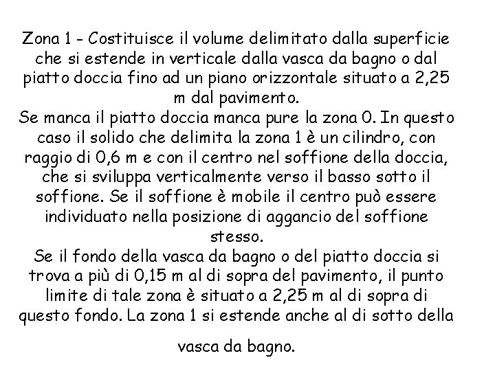 Zona 1 - Costituisce il volume delimitato dalla superficie che si estende in verticale