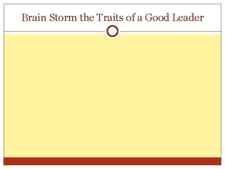 Brain Storm the Traits of a Good Leader 