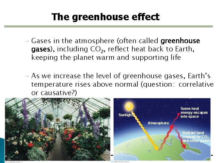 The greenhouse effect – Gases in the atmosphere (often called greenhouse gases), including CO