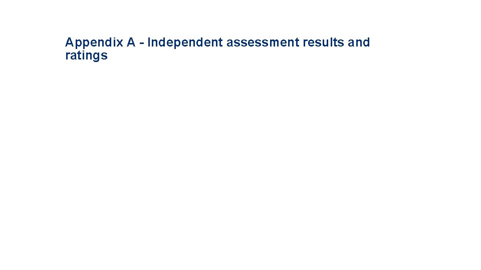 Appendix A - Independent assessment results and ratings 