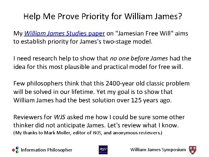 Help Me Prove Priority for William James? My William James Studies paper on "Jamesian