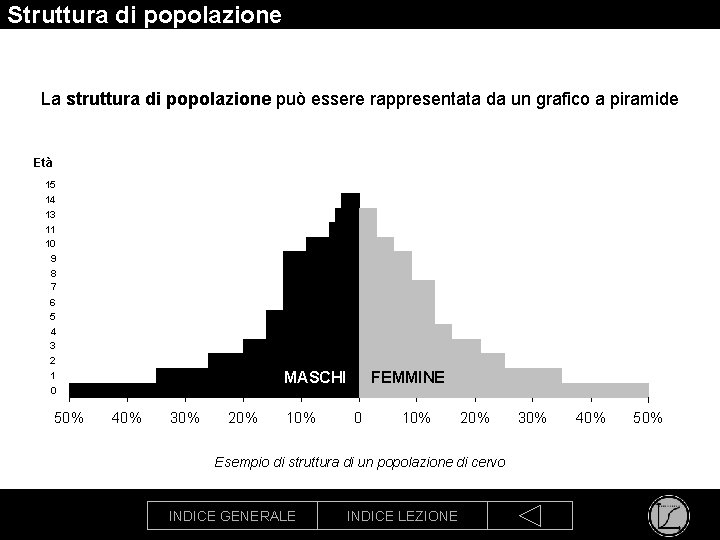 Struttura di popolazione La struttura di popolazione può essere rappresentata da un grafico a