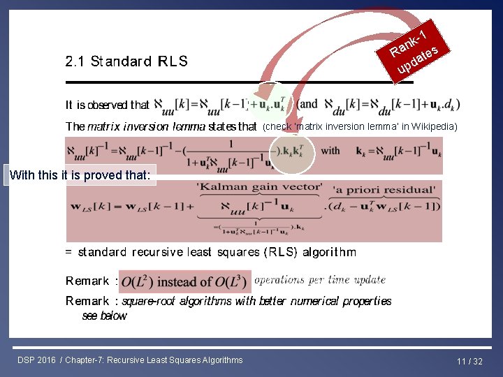 Least Squares & RLS Estimation-1 nk s a R ate d up (check ‘matrix