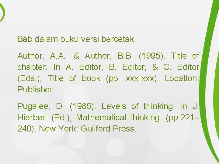 Bab dalam buku versi bercetak Author, A. A. , & Author, B. B. (1995).