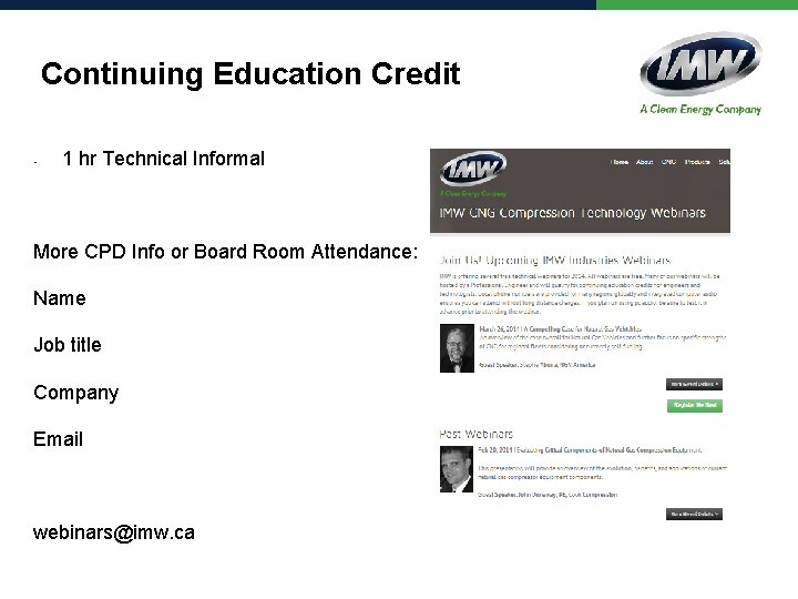 Continuing Education Credit • 1 hr Technical Informal More CPD Info or Board Room
