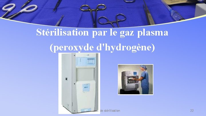 Stérilisation par le gaz plasma (peroxyde d'hydrogène) Procédés de stérilisation 22 