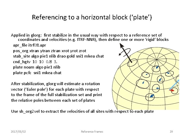 Referencing to a horizontal block (‘plate’) Applied in glorg: first stabilize in the usual