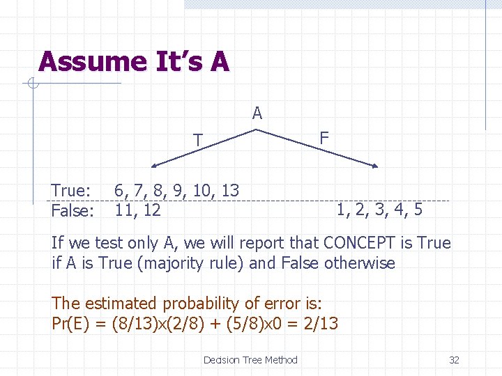 Assume It’s A A F T True: False: 6, 7, 8, 9, 10, 13