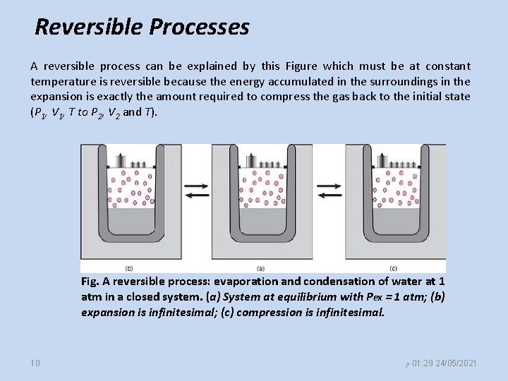 Reversible Processes A reversible process can be explained by this Figure which must be