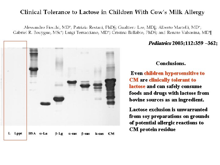 Pediatrics 2003; 112: 359 – 362; Conclusions. Even children hypersensitive to CM are clinically