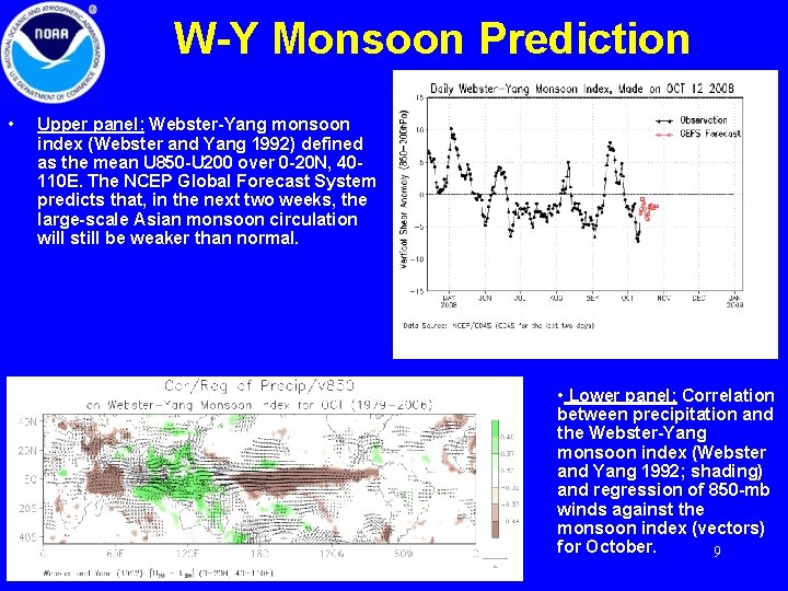 W-Y Monsoon Prediction • Upper panel: Webster-Yang monsoon index (Webster and Yang 1992) defined