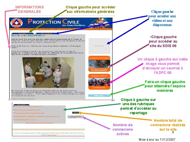 INFORMATIONS GENERALES Clique gauche pour accéder aux informations générales Clique gauche pour accéder aux