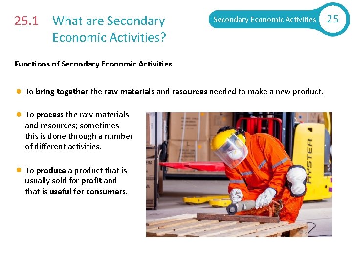 25. 1 What are Secondary Economic Activities? Secondary Economic Activities Functions of Secondary Economic