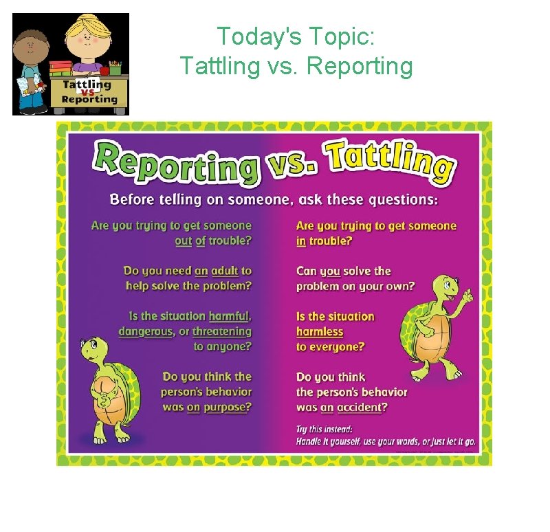 Today's Topic: Tattling vs. Reporting 