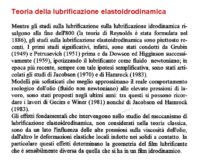 Teoria della lubrificazione elastoidrodinamica 