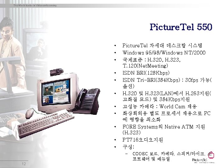 The World leader in Videoconferencing Picture. Tel 550 • • • Picture. Tel 차세대