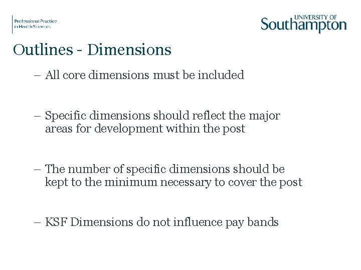 Outlines - Dimensions – All core dimensions must be included – Specific dimensions should