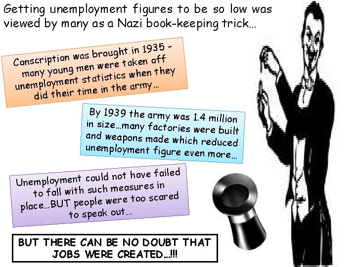 Getting unemployment figures to be so low was viewed by many as a Nazi Getting unemployment figures to be so low was viewed by many as a Nazi