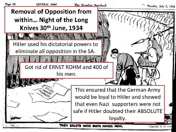 Removal of Opposition from within… Night of the Long Knives 30 th June, 1934 Removal of Opposition from within… Night of the Long Knives 30 th June, 1934