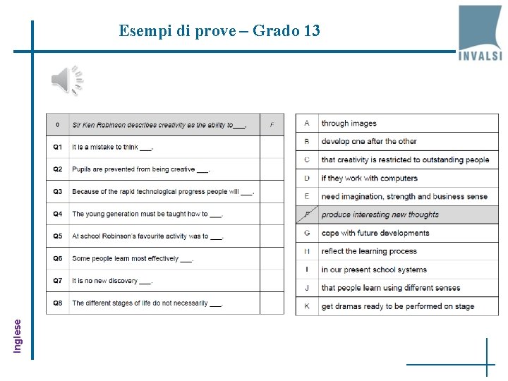 Inglese Esempi di prove – Grado 13 